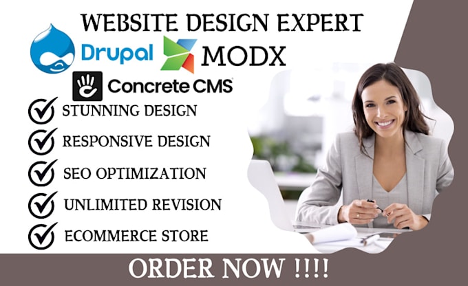 Gig Preview - Design, redesign, migrate and fix drupal, concreate5 modx website, landing page