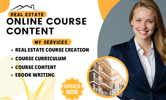 Gig Preview - Create real estate online course creation, course content, course curriculum