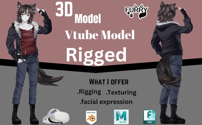 Bestseller - create custom vrchat avatar, furry avatar, 3d model anime vrc, 3d vtuber model