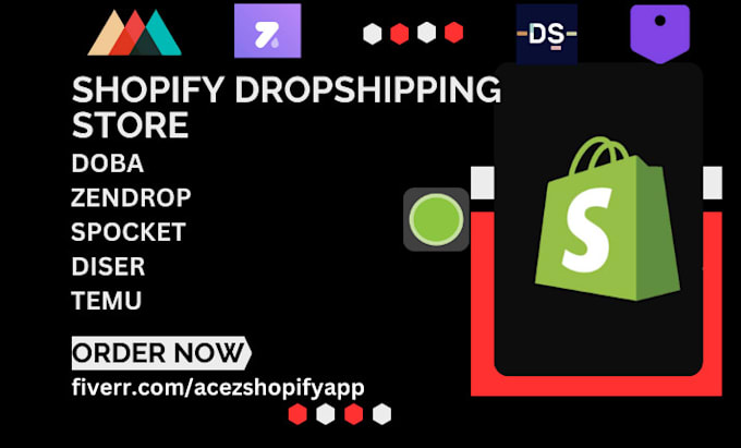 Gig Preview - Build shopify dropshipping store on doba zendrop spocket diser temu printful