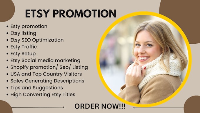 Gig Preview - Do etsy promotion etsy seo esty listing tags titles to boost your store sales