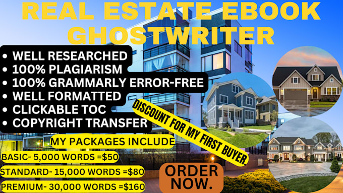 Gig Preview - Ghostwrite finance ebook, real estate ebooks, ebooks writing