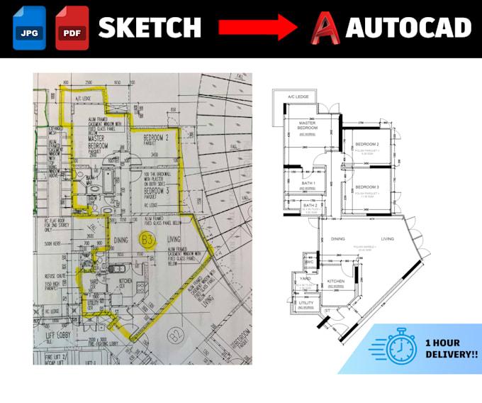 Bestseller - convert PDF, jpg or sketch to detailed autocad blueprint