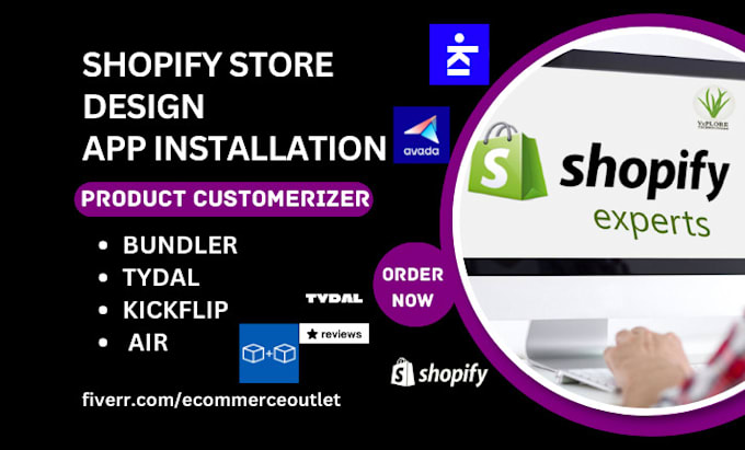 Gig Preview - Setup shopify store product customerization on bundler tydal kickflip air