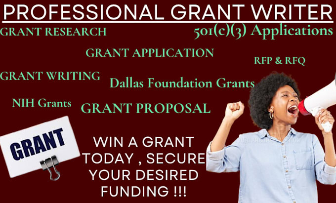 Gig Preview - Conduct grant proposal 501c3 grant applications, apply for grants rfp loi