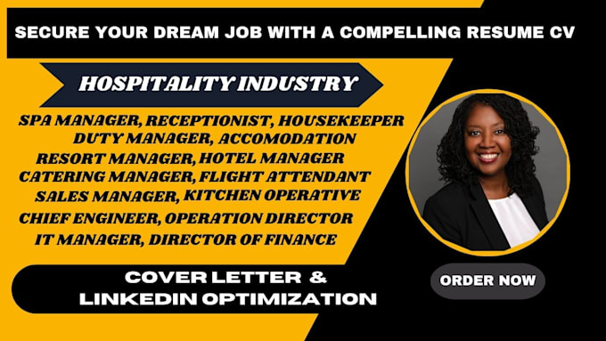 Gig Preview - Write hospitality resume, event planner, tourism, revenue manager, president CV