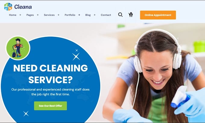 Gig Preview - Office cleaning website, cleaning service website, booking kaola, house clean