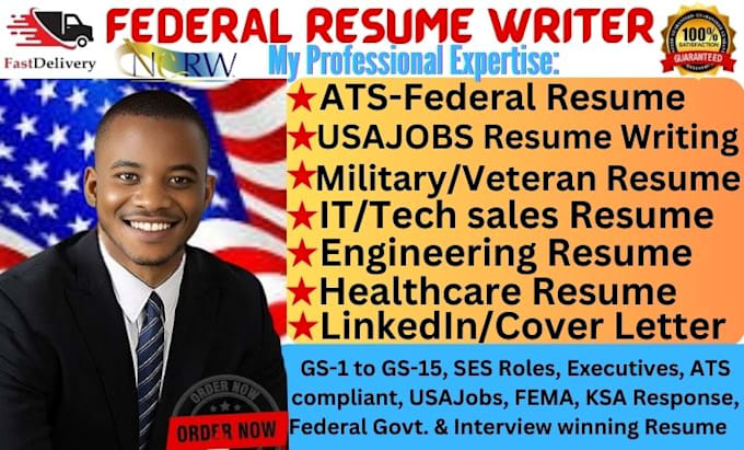 Gig Preview - Write federal resume for usajobs, resume writing ksa ats resume executive resume