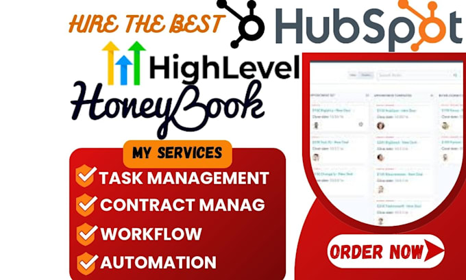 Gig Preview - Setup monday hubspot honeybook gohighlevel marketing automation workflow CRM