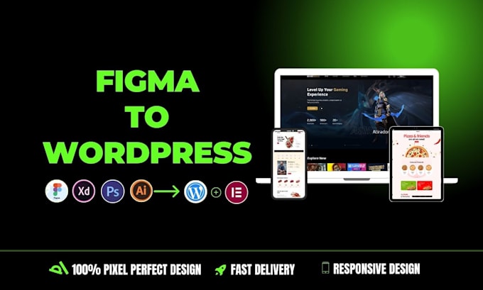 Gig Preview - Convert figma to wordpress, PSD to wordpress, figma to elementor website