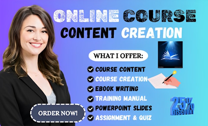 Gig Preview - Create online course content course creation training manual course curriculum