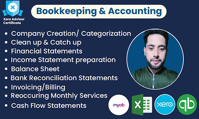 Gig Preview - Do accounting and bookkeeping in quickbooks online, xero, myob