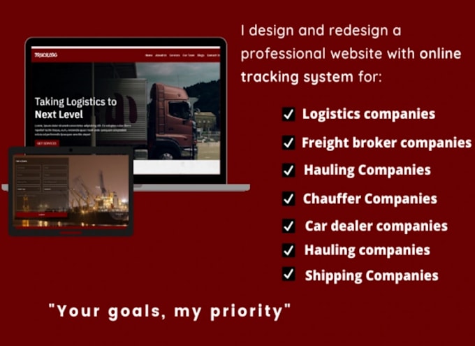 Gig Preview - Create logistics website, trucking website, and dispatch website