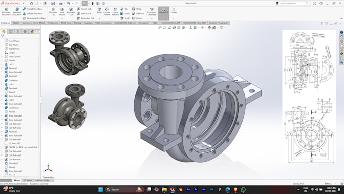 Gig Preview - Make 3d model using solidworks from your 2d drawing