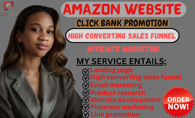 Gig Preview - Build amazon affiliate website, clickbank affiliate marketing sales funnel