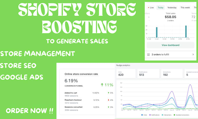 Gig Preview - Boost shopify sales, shopify marketing, shopify store SEO, shopify manager