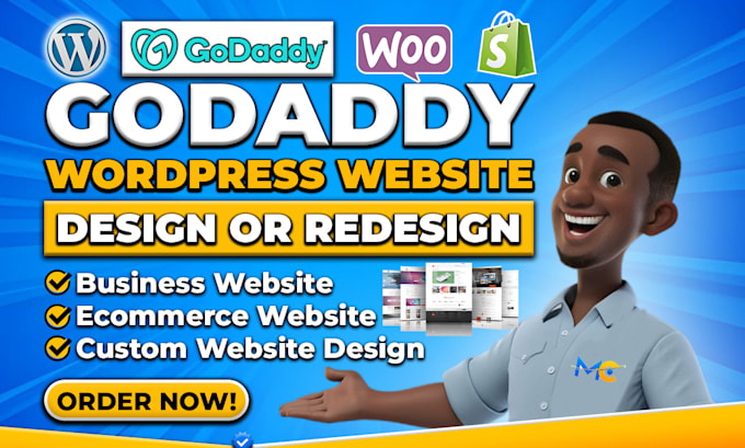 Gig Preview - Design or redesign godaddy website business website, godaddy ecommerce website