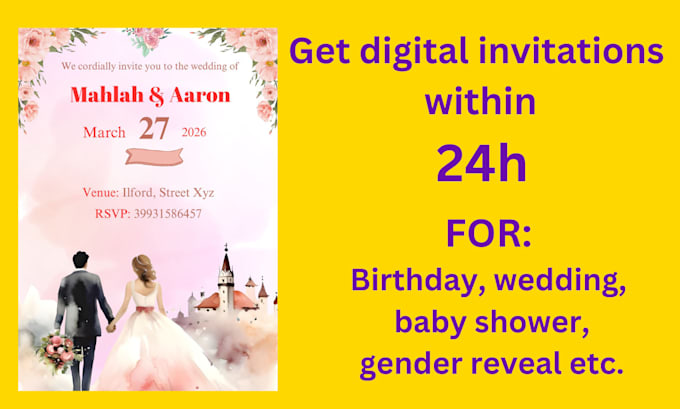 Gig Preview - Make custom bday, wedding, babyshower, gender reveal invites