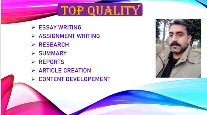 Gig Preview - Do fast assignment writing, service essays, research,