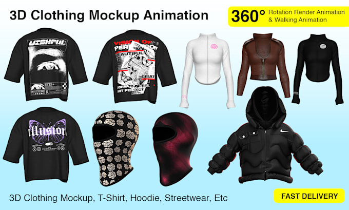 Gig Preview - Make 3d clothing mockup, apparel, and animation