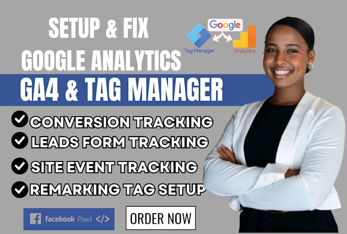 Gig Preview - Setup google analytics4, ecommerce website tracking, ga4 conversion, tag manager