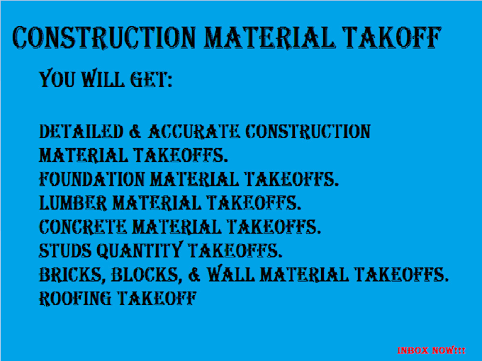 Gig Preview - Do construction cost estimate, material takeoff USA only