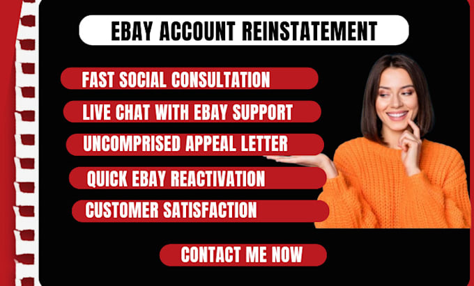 Gig Preview - Do ebay reinstatement for ebay mc011 ebay account reinstatement ebay vero mc999