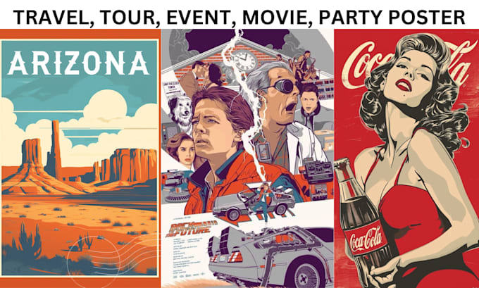 Gig Preview - Do retro vintage travel poster, movie poster, event poster, flyer illustration