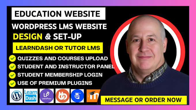 Gig Preview - Build and setup a wordpress lms website with learndash, buddyboss or tutor lms