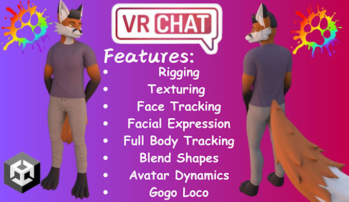 Gig Preview - Create you a custom vrchat avatar, vrc avatar, 3d model, furry avatar, vr chat