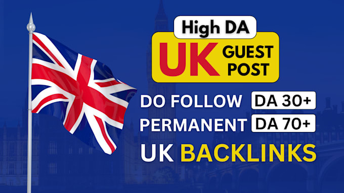 Gig Preview - Publish high da UK guest posts with do follow backlinks on top UK sites