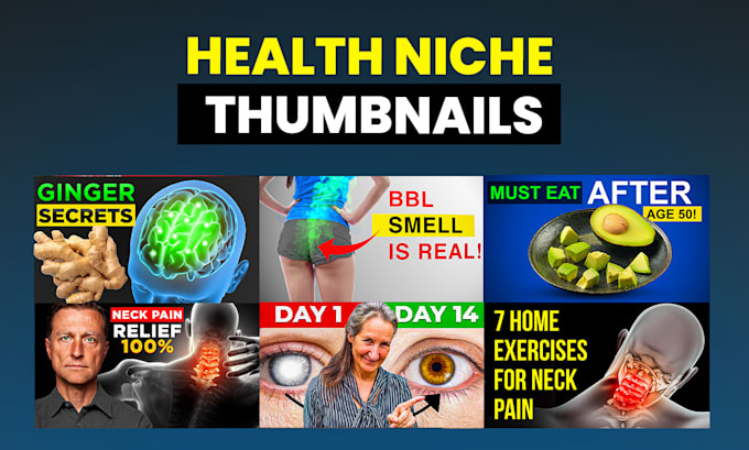 Bestseller - make health niche youtube thumbnail design in 3hrs