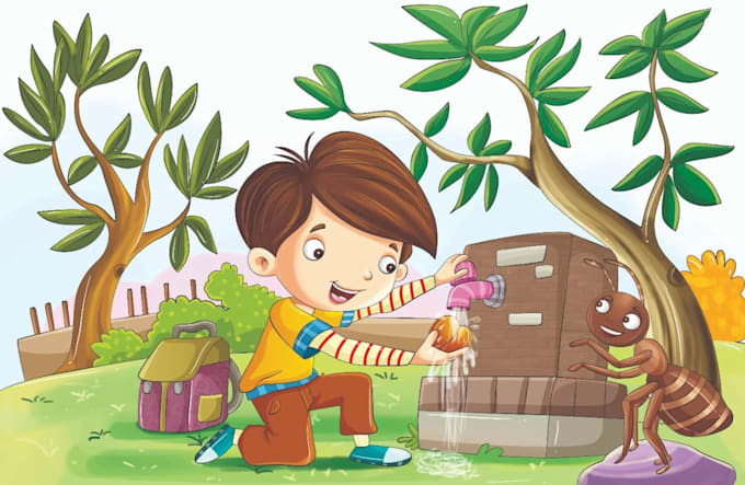 Gig Preview - Draw children story book illustration, kids, watercolor, al illustrated