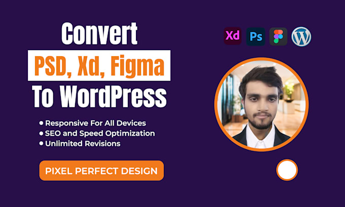 Gig Preview - Convert figma to wordpress, PSD to wordpress, xd to wordpress using elementor