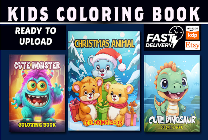 Gig Preview - Create children coloring book covers and interior pages for amazon KDP