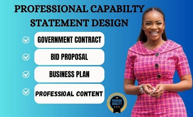 Gig Preview - Write and design government capability statement, bid proposal writing rfp  rfq