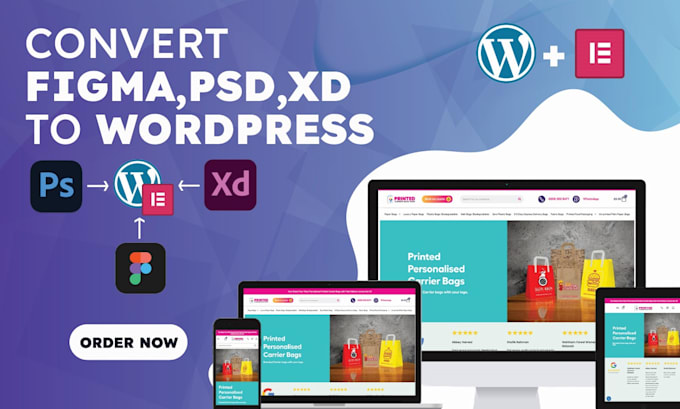 Gig Preview - Convert or clone figma PSD xd to wordpress using elementor pro