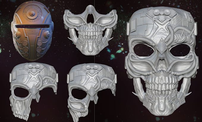 Gig Preview - Sculpt 3d cosplay mask helmet oni halloween mask prop 3d model for 3d printing