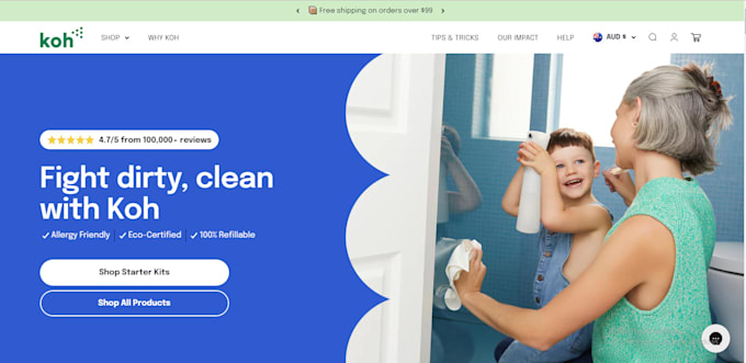 Gig Preview - Design sleek cleaning website, eco friendly cleaning supplies shopify store