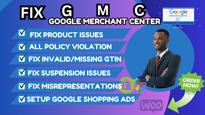 Gig Preview - Fix gmc suspension, gtin issues, misrepresentation, and shopify ads