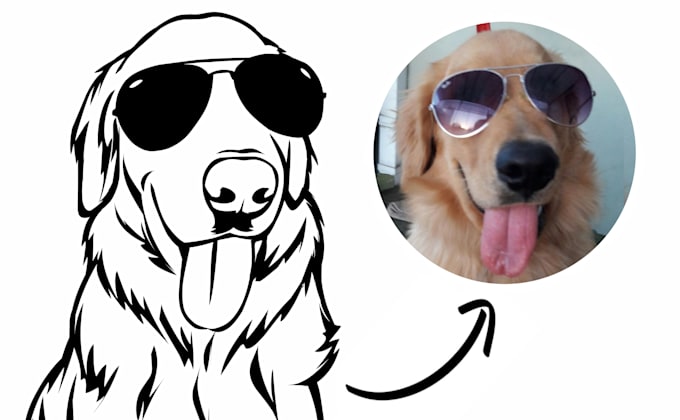 Gig Preview - Draw vector line art for your dog cat animal pet in 24 hours