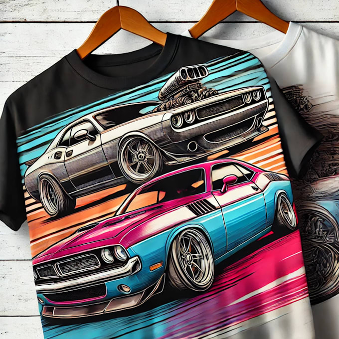 Gig Preview - Make detailed car vector illustration for trendy automotive t shirt for you