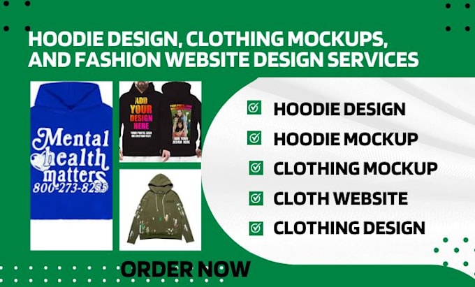 Gig Preview - Design hoodie design, mockup, clothing mockup, website, streetwear, merch