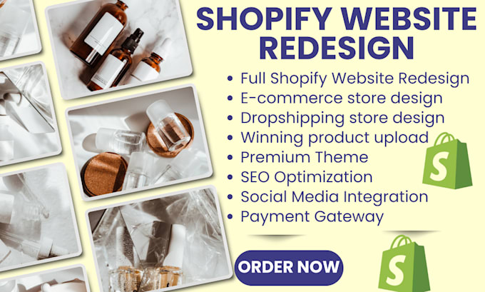 Gig Preview - Shopify website design shopify store design shopify website redesign pod