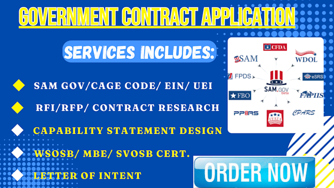 Gig Preview - Register you on sam gov cage code rfi rfp government contract get ein uei