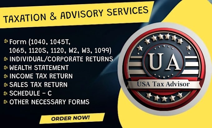 Gig Preview - Prepare USA tax return 1040, 1120, 1065, 1099, schedule c