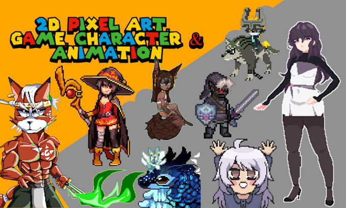 Gig Preview - Create 2d arcade game pixel art game asset character prop animation sprite sheet