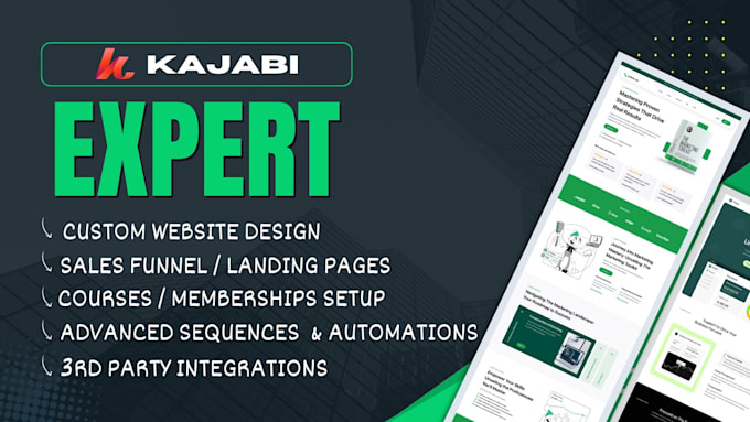 Gig Preview - Design kajabi website design, online course, kajabi  sales funnel, landing page