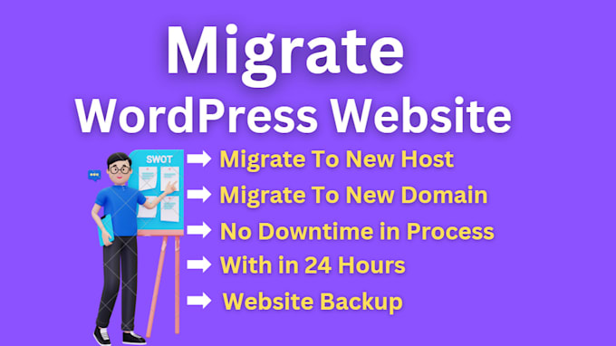 Gig Preview - Migrate or transfer wordpress website to new host