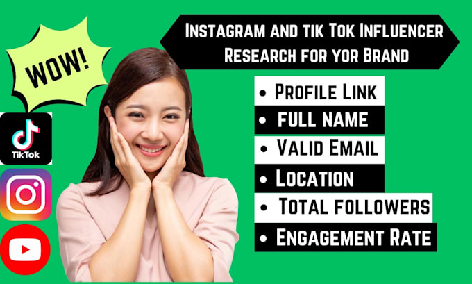 Gig Preview - Help you research and marketing with top instagram and tiktok influencer lists